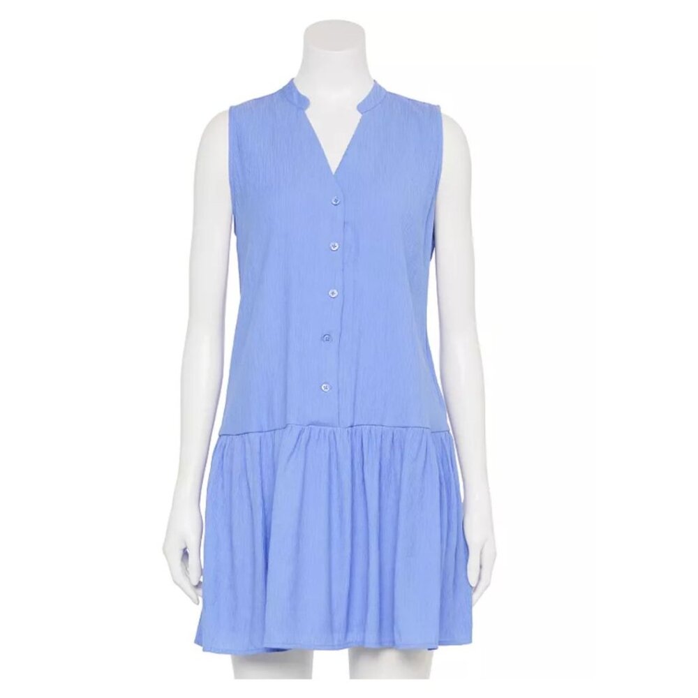 Nine West Crinkle Drop Waist Sleeveless Dress | Size Medium